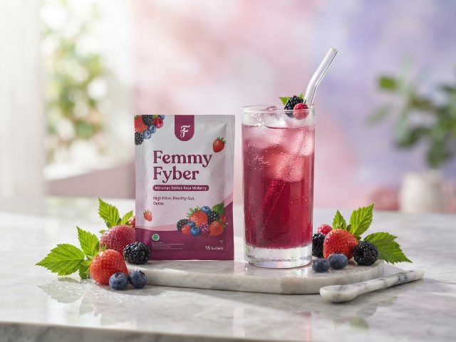 BPOM (90)MD867031416523 Femmy Fyber Minuman Serbuk Rasa Mixberry