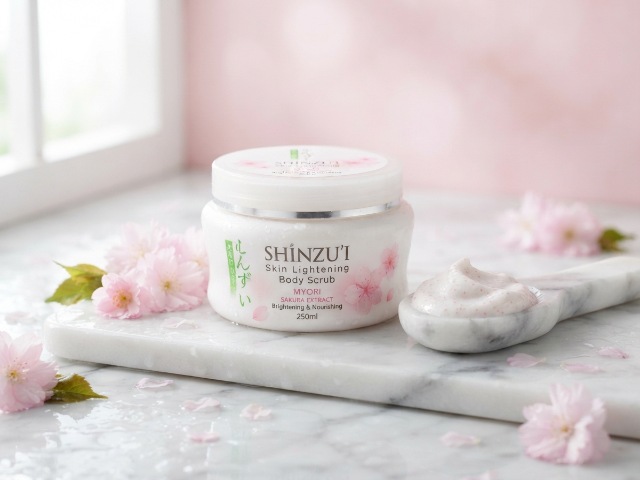 BPOM (90)NA18150700290(91)210223 Shinzu'i Skin Lightening Body Scrub With Sakura Extract Myori